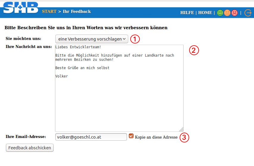 Formular zur R&uuml;ckmeldung